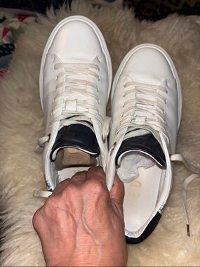 TED BAKER White Leather Floral-Accent Women's Sneakers